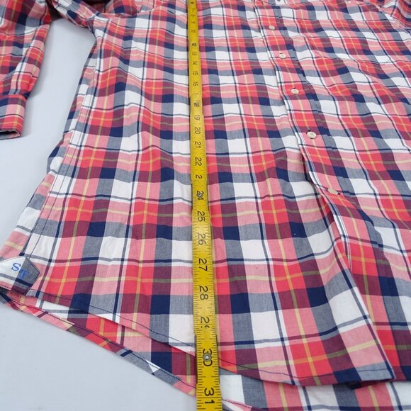 Southern‎ Tide Classic Fit Shirt M Red White Plaid Check Logo Stretch Cotton - Picture 4 of 5